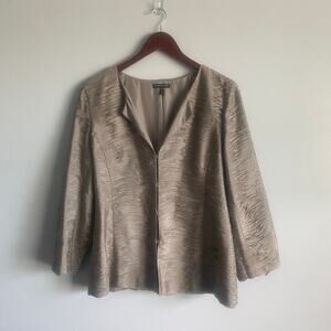Eileen Fisher Ripple Bindu 100%‎ Silk Textured Natural Beige Jacket Size Medium